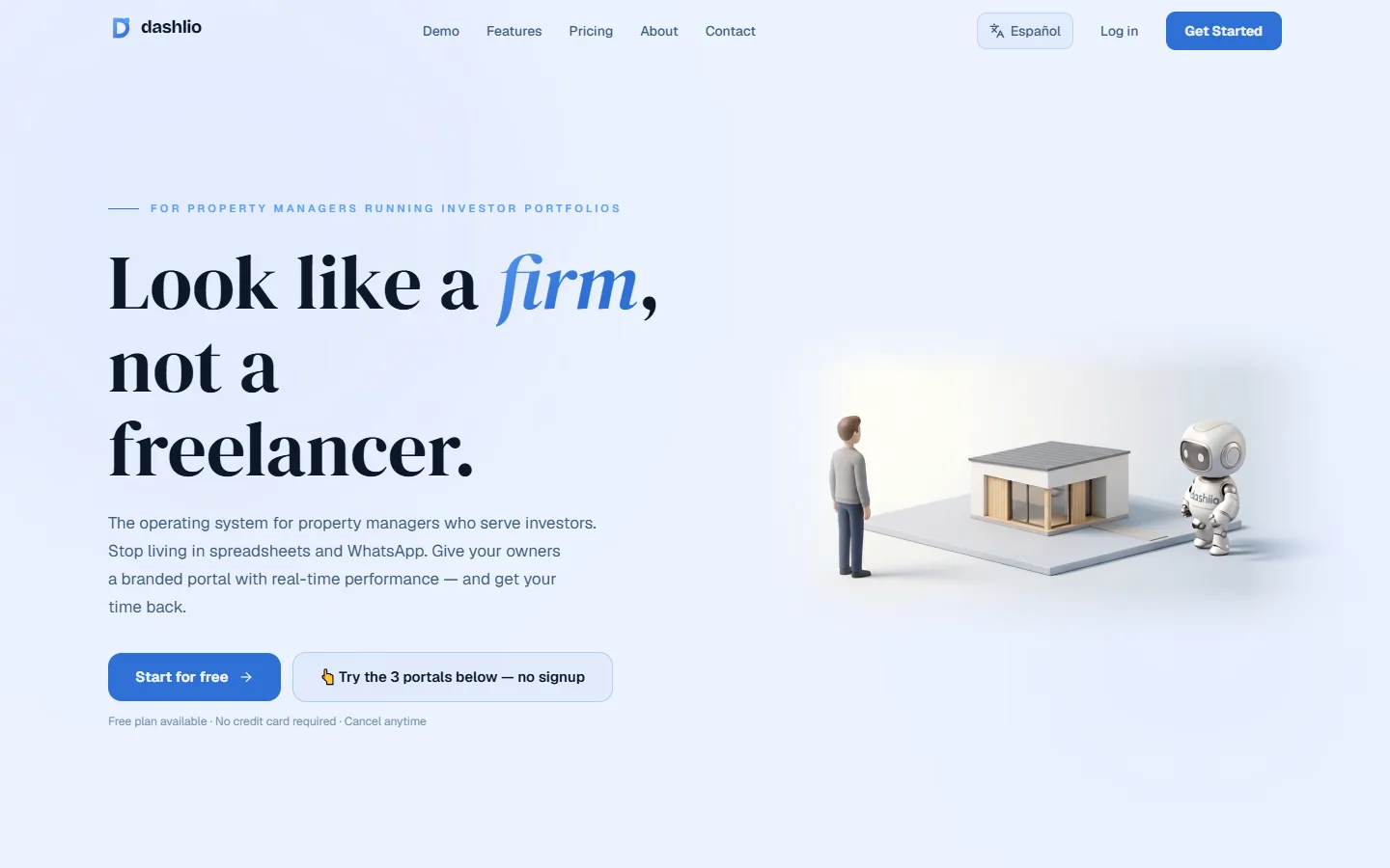 Dashlio dashboard home page